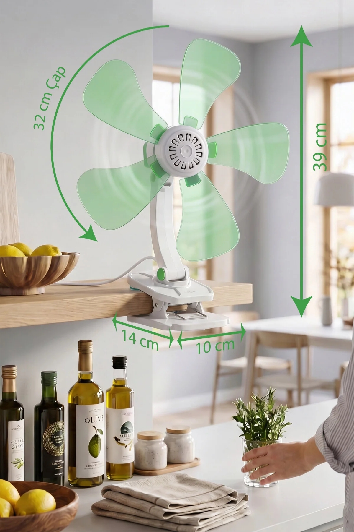 Ｖ−FIN (クリア） KARGO BEDAVA | KFAN-7611 Klipsli Fan | 32 cm & 180° Eğim & Sessiz