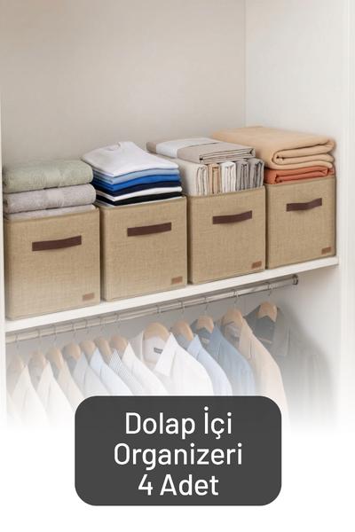 4\'lü Çok Amaçlı Dolap İçi Düzenleyici, Raf Düzenleyici, Oyuncak Çamaşır Saklama Kutusu 30X30X30 Cm