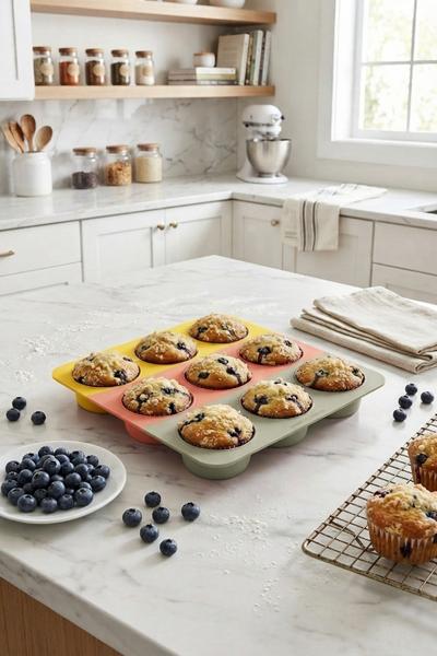 İronika Kalın Silikon 9Lu Muffin Kalıbı Kek Çikolata Kurabiye Kalıbı