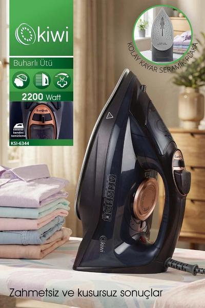Kiwi KSI-6344 Buharlı Ütü | 2200 Watt, Seramik Taban, 90g Şok Buhar, 220ml Su Haznesi
