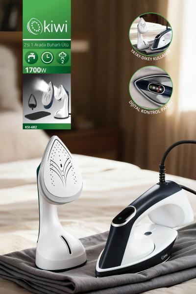 Kiwi KSI-682 Buharlı Dikey ve Yatay Ütü (2’si 1 Arada) 1700 W, Oto. Kapanma, Tüy Toplayıcılı