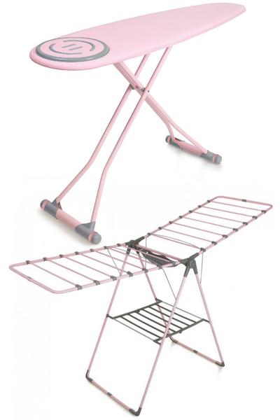 Perilla Premium Ütü Masası - Mandal Sepetli Kurutmalık-Pembe Set