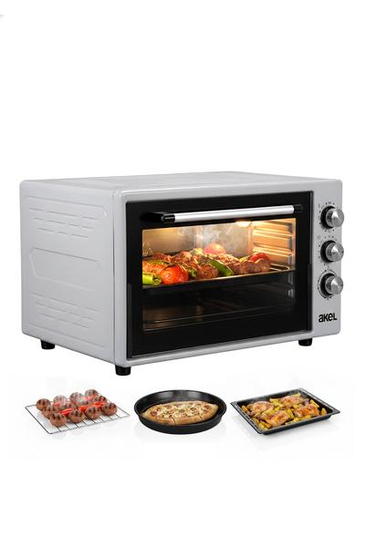 AF950L 50 lt Gri Midi Fırın, İç aydınlatmalı, Zaman Ayarlı, Izgara ve Fırın, 2 Tepsi 1 Tel Izgara