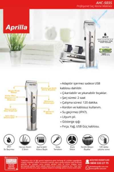 Aprilla AHC-5035 Tıraş Makinesi Profesyonel Şarjlı Erkek Saç Sakal Kesim