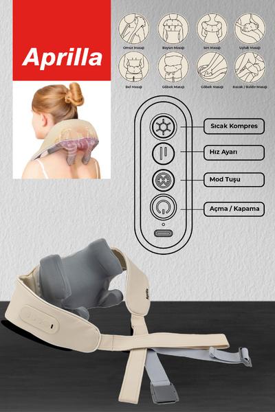 Aprilla Afm-2880 Ovmalı, Isıtmalı, Şarjlı Boyun Sırt Ve Bacak Masaj Aleti İnsan Eli Yoğurma Etkisi