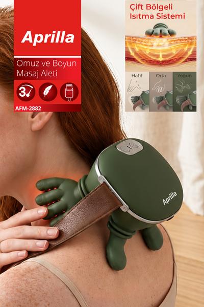 Aprilla AFM-2882 Parmakla Yoğuran El Hissi Sunan Isıtmalı Masaj Aleti Taşınabilir,Şarjlı Boyun,Sırt,Bacak