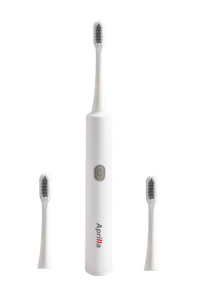 Aprilla Atb-8717 Titreşimli Değiştirilebilir Başlıklı Su Geçirmez Gövdeli Beyaz Diş Fırçası