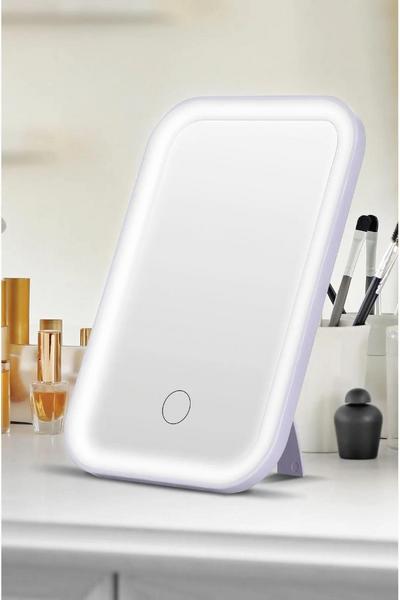 Aprilla Şarjlı Led Ayna 500mah 28 Led 3 Renk Ayarlı Masaüstü Destekli Beyaz Alm-9891