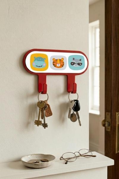 İronika Metal 2 Kancalı Yapışkanlı Desenli Anahtarlık Banyo Mutfak Havlu Askısı Kırmızı