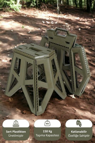 İronika Portatif Taşınabilir Katlanabilir Tank Tabure Kamp Piknik Balıkçı Plaj Taburesi Yeşil