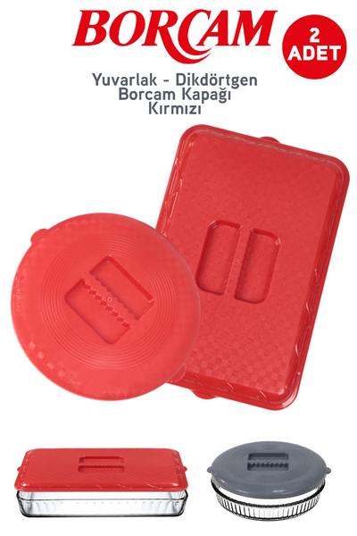 İronika Plastik Dikdörtgen Yuvarlak Borcam Kapağı Kırmızı 2 Adet