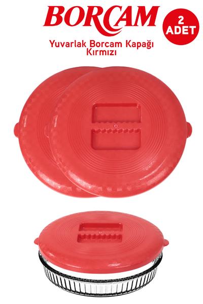 İronika Plastik Yuvarlak Borcam Kapağı Kırmızı 2 Adet