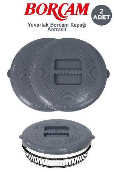 İronika Plastik Yuvarlak Borcam Kapağı Antrasit 2 Adet
