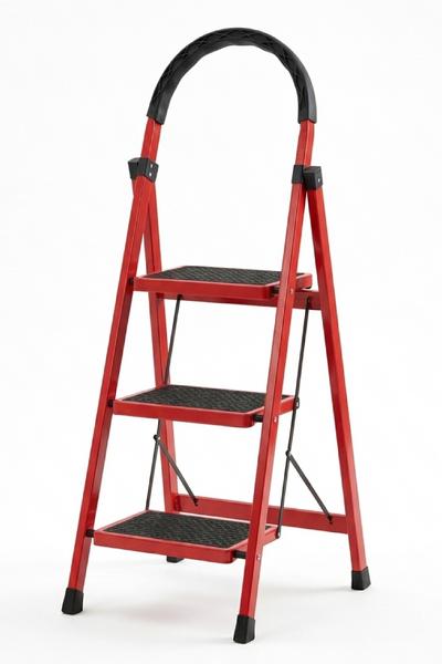 İronika Patika 3 Basamaklı Metal Merdiven Extra Güçlendirilmiş Geniş Basamaklı Hafif Tasarım Merdiven