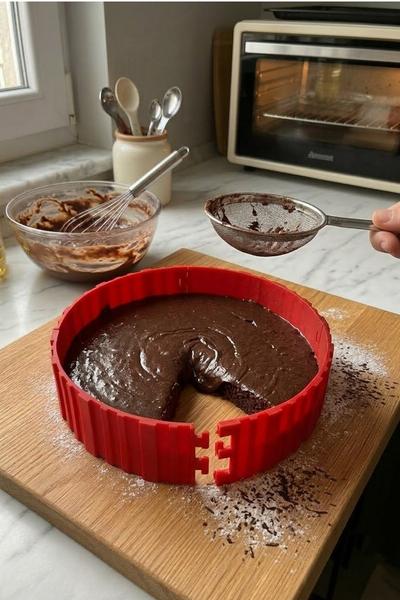 İronika Silikon Kelepçeli Kek Kalıbı Kırmızı