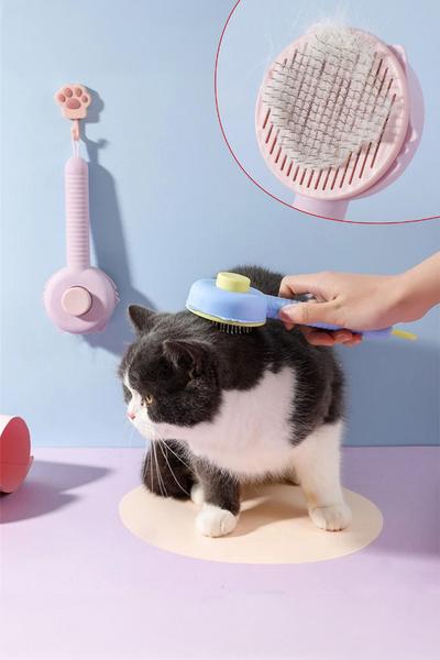 İronika Tuşlu Otomatik Temizlenen Kedi Köpek Tüy Toplayıcı Tarak Evcil Hayvan Tarağı Fırçası