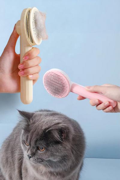 İronika Tuşlu Otomatik Temizlenen Kedi Köpek Tüy Toplayıcı Tarak Evcil Hayvan Fırçası Tarağı