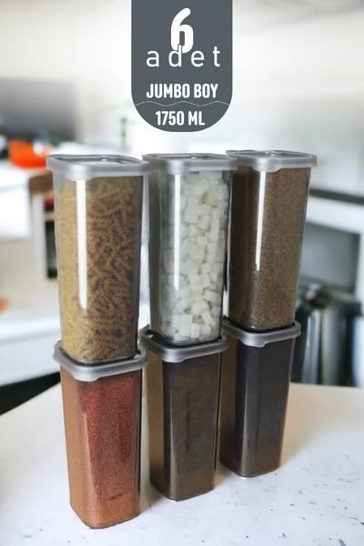 İronika Kapaklı Erzak Bakliyat Saklama Kabı Kare Saklama Kutusu Seti 6 Adet 1750 ml