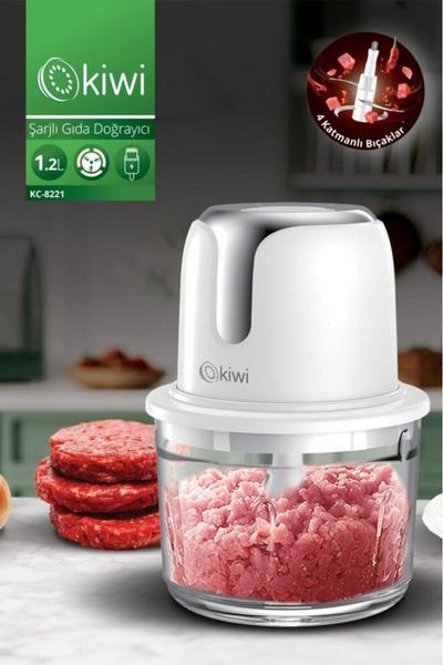 Kiwi Kc-8221 Kablosuz Şarjlı Gıda Doğrayıcı 1.2 L Gümüş