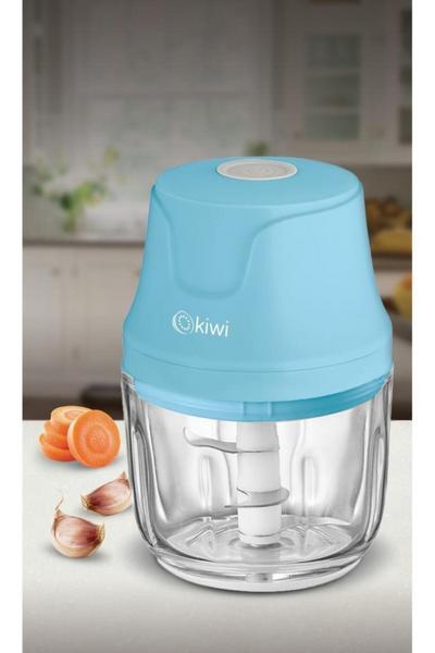 Kiwi 3 Bıçaklı Şarjlı Cam Hazneli Gıda Doğrayıcı Kc-8204 Mavi