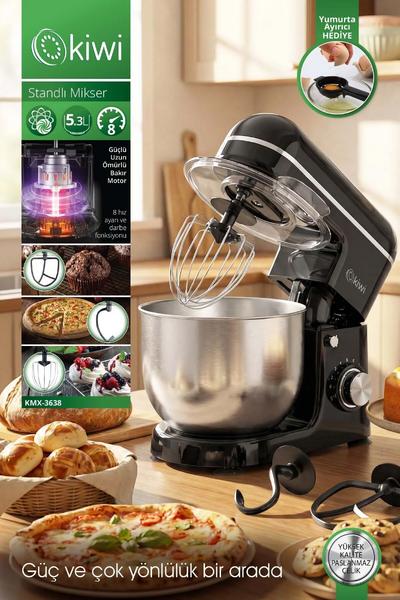 Kiwi Hamur Şekillendirici / Yoğurma 5,3 Lt 1300w 8 Hız Kademeli Mutfak Şefi Siyah