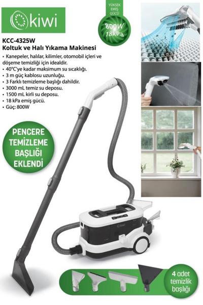 Kiwi KCC-4325W Pencere Temizleme Aparatlı Koltuk Halı Yıkama Ve Leke Çıkartma Makinesi Beyaz