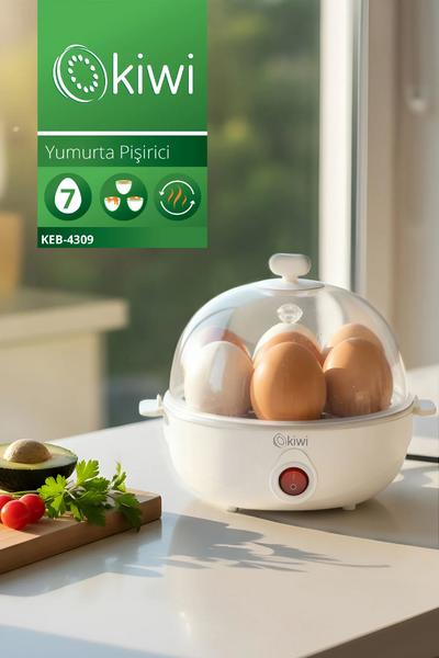 Kiwi Keb-4309 7 Yumurtalık Yumurta Pişirici – Ölçü Kabı, Delici ve Çıkarılabilir Tepsi, Buharlı Kapak
