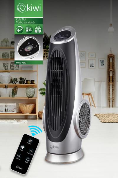 Kiwi Kfan-7690 Dijital Gösterge Panelli Yatay Salınım Fonksiyonlu Kule Tipi Turbo Vantilatör