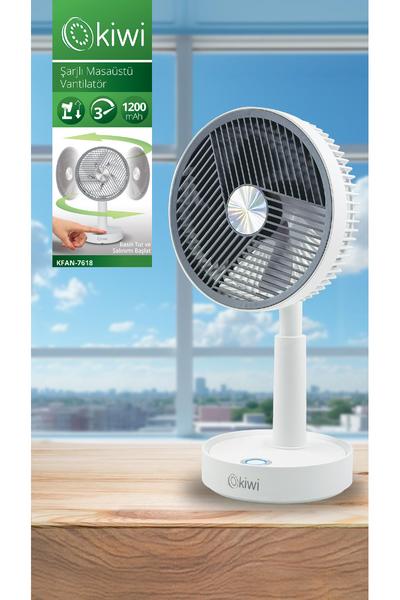 Kiwi Kfan-7618 Şarjlı Salınım Fonksiyonlu Masaüstü Vantilatör