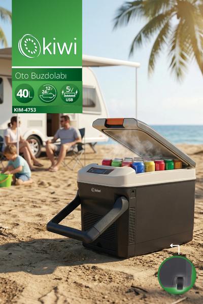 Kiwi KIM-4753 Oto Buzdolabı | 40 L & Çift Soğutma & 12V/24V & Tekerlekli & Dijital Ekran