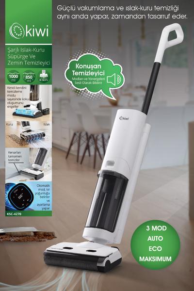 Kiwi Ksc-4270 Şarjlı Sesli Komutlu Islak-Kuru Süpürge ve Zemin Temizleyici Mop