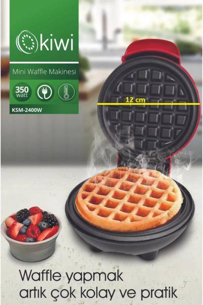 Kiwi KSM-2400W Yapışmaz Plakalı Mini Waffle Makinesi Kırmızı