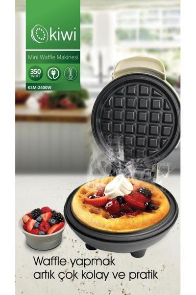 Kiwi KSM-2400W Yapışmaz Plakalı Mini Waffle Makinesi - Krem