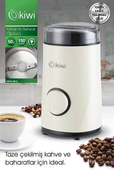 Kiwi Kspg-4812 Kahve ve Baharat Öğütücü – 50g Kapasiteli, Paslanmaz Çelik Beyaz