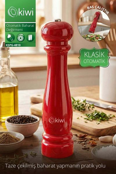 Kiwi Kspg 4810 Otomatik Ayarlanabilir Tuz Karabiber Baharat Değirmeni Baharat Öğütücü Kırmızı