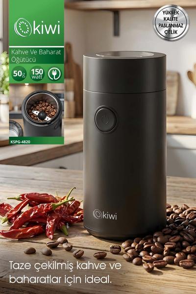 Kiwi KSPG-4820 Kahve ve Baharat Öğütücü Siyah | Paslanmaz Çelik Bıçaklar & 50 gr Kapasite
