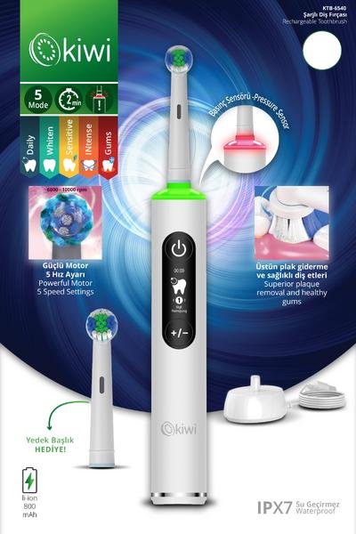 Kiwi KTB-6540 Şarjlı Diş Fırçası | 5 Farklı Mod & LCD Ekran Beyaz