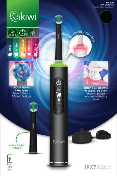 Kiwi KTB-6540 Şarjlı Diş Fırçası | 5 Farklı Mod & LCD Ekran Siyah