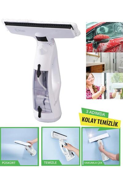 Kiwi Şarjlı Cam Silme Temizleme Makinesi Spreyli Ve Vakumlu 100 ml Kapasiteli Kwc-7106