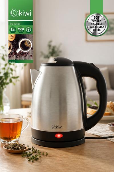 KK-3331 Su Isıtıcı Kettle | 1500W & 1.8 L Paslanmaz Çelik & 360 Kablosuz Kullanım & Otomatik Kapak