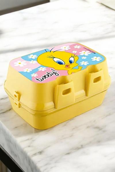 Lisanslı Tweety 4 Bölmeli Kaşık Çatallı Beslenme Kutusu Kabı