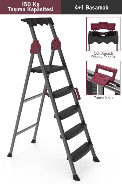 Perilla Comfort 4+1 Geniş Basamaklı Kolay Taşıma Aparatlı Merdiven