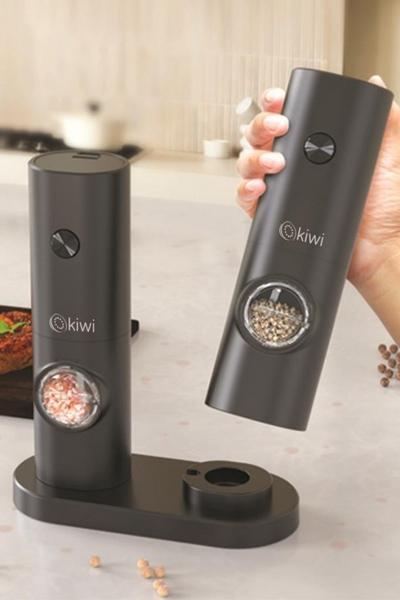 Pilli Işıklı Tuz Karabiber Değirmeni Otomatik Baharat Öğütücü 2li Paket (SİYAH)
