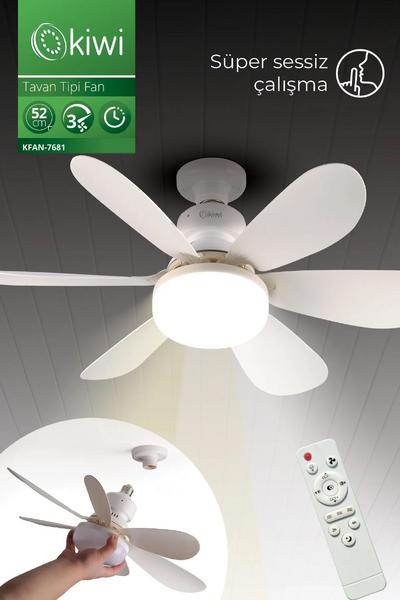 Sessiz Çalışma 6 Fan Kanat ve Işıklı Uzaktan Kumandalı Tavan Tipi Vantilatör Kfan-7681