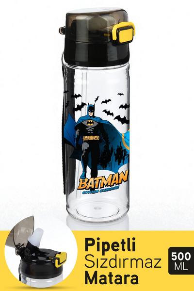 Tuffex Batman Kilitli Kapaklı Sızdırmaz Pipetli Lisanslı Çocuk Suluk Matara 500 ml