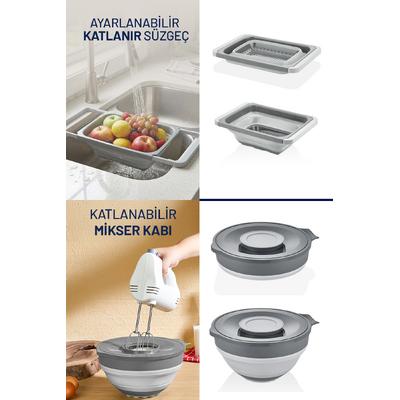 2'li Katlanabilir Mutfak Seti Akordiyon Süzgeç - Mikser Kabı