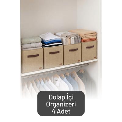 4\'lü Çok Amaçlı Dolap İçi Düzenleyici, Raf Düzenleyici, Oyuncak Çamaşır Saklama Kutusu 30X30X30 Cm