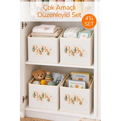 4lü Baby Dolap İçi Organizer Kapaksız Kutu Oyuncak Eşya Çamaşır Saklama Kutusu Düzenleyici 30X30X30