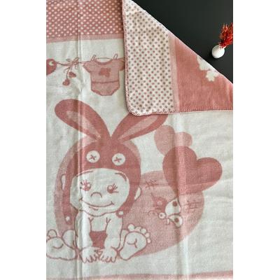 Pamuklu Çift Taraflı Yumuşak Bebek Battaniyesi Sesli 120x100 Pembe