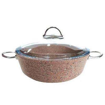 Remetta Granit 32 Cm Basık Tencere - Kahverengi